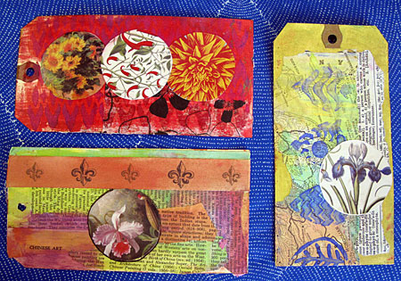 Tags by Judy Gula featuring Luminarte Silks Acrylic Glazes and Twinkling H2O's