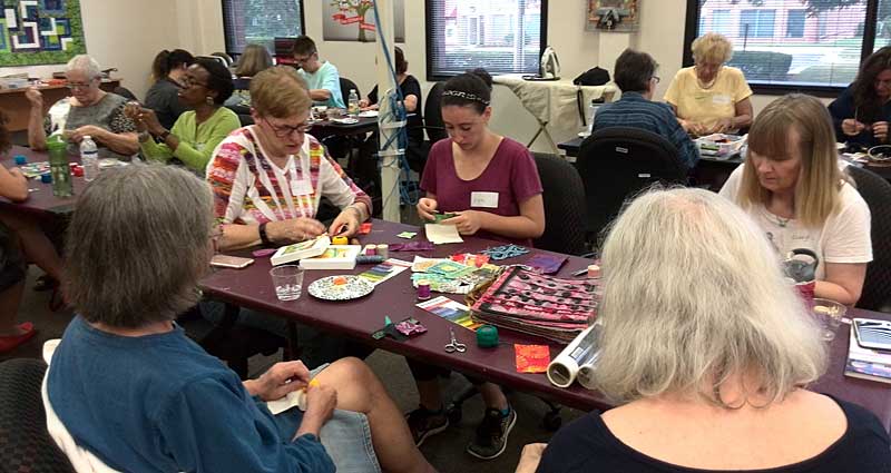 Participants in the July session of "How Do I... Create a Stitch Meditation?"