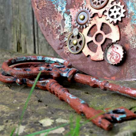 Items painted with Rusty Paper and Rust Patina are weather resistant