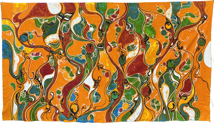 Sarong, Orange, Red, Green Curves & Bubbles Abstract