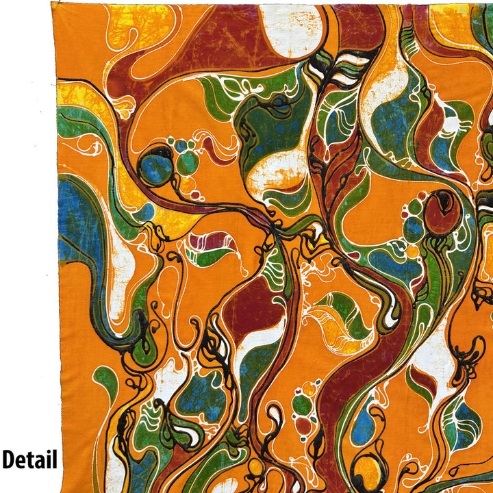 Sarong, Orange, Red, Green Curves & Bubbles Abstract
