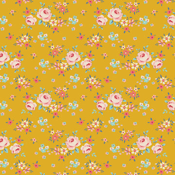 Gracie Yellow floral fabric pattern.