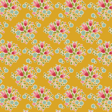 Lulu Yellow floral fabric pattern