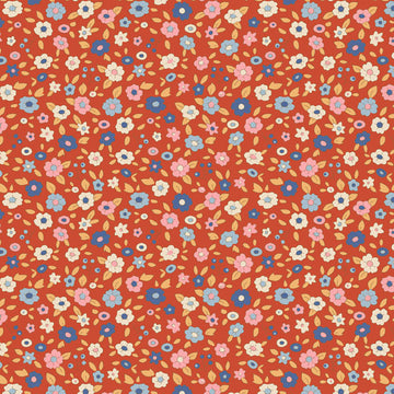 Evie Rust floral fabric pattern