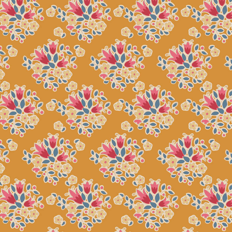Lulu Saffron floral pattern fabric