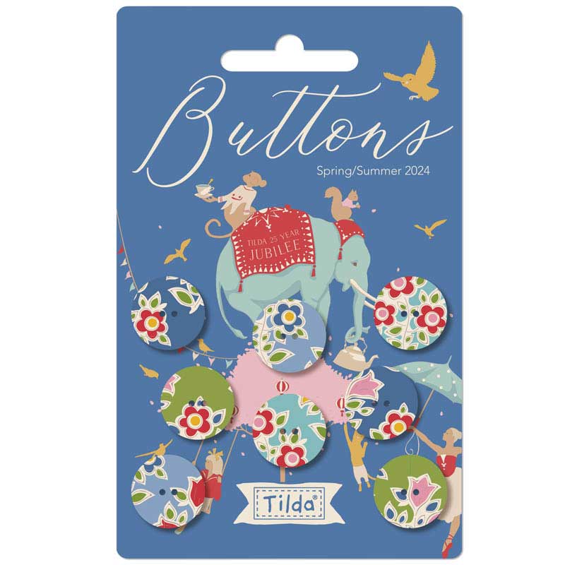 Tilda Jubilee, Farm Flower Buttons (8 pcs.), 16 mm