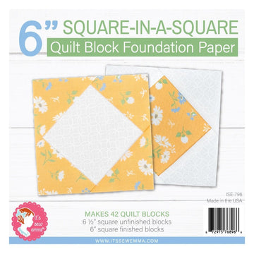 ISE-796 6 Square-in-a-Square Quilt Block Foundation Paper
