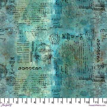 Ocean fabric with text and circles
