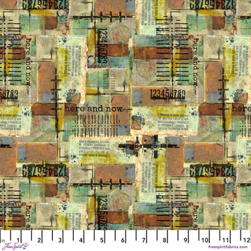 PWSE033DESERT fabric with here and now text and numbers.