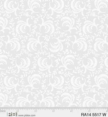 White floral fabric pattern RA145517-W
