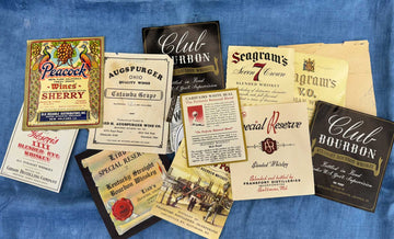 Vintage wine and bourbon labels