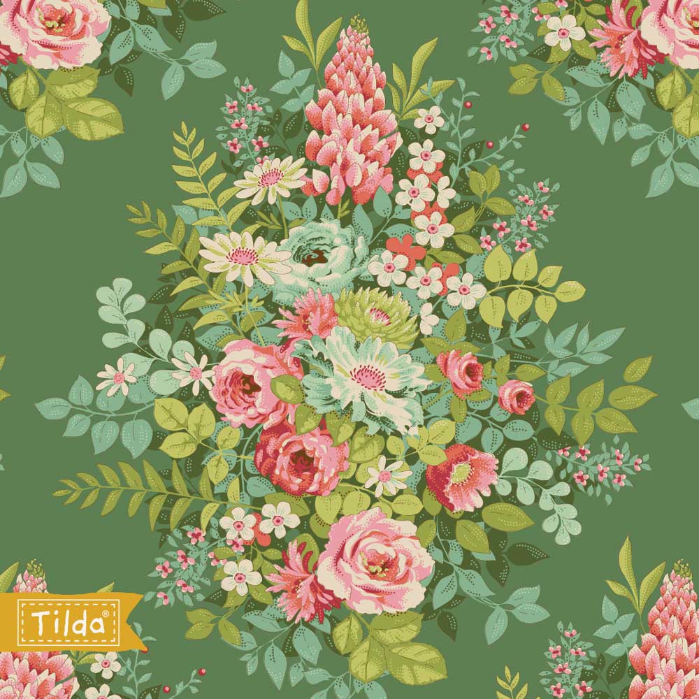 Tilda Fabrics Chic Escape by Tone Finnanger Wild Garden TIL100442 Gree