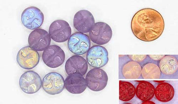14 mm Full Moon Face Beads, pack of 14, available in 2 colors