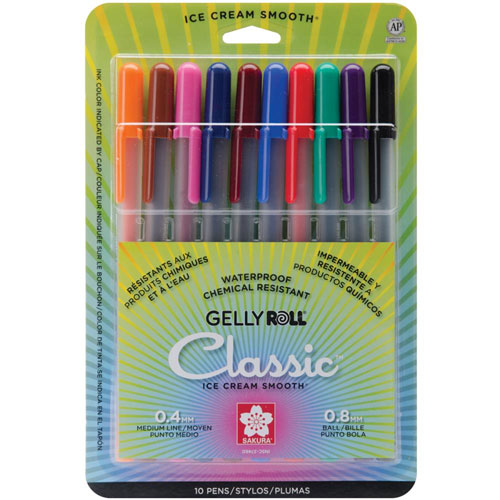 Sakura Gelly Roll Pen - Medium Point Set of 10, Assorted Colors