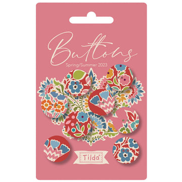 Pie in the Sky Buttons Red Pink, 18 mm, 8 pcs