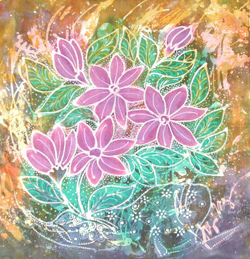 Hari Agung Batik Panel, Purple Flowers (Mini)