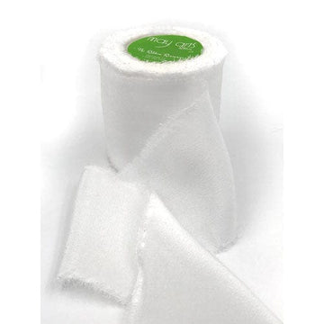 White 2 in. Silk Crepe Ribbon with Frayed Edge, 5 yard minimum cut