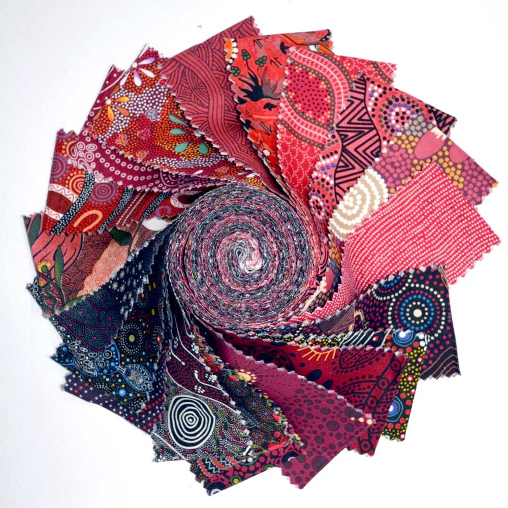 Dreamtime Design Roll Red Fabrics 40 Pieces Artistic Artifacts