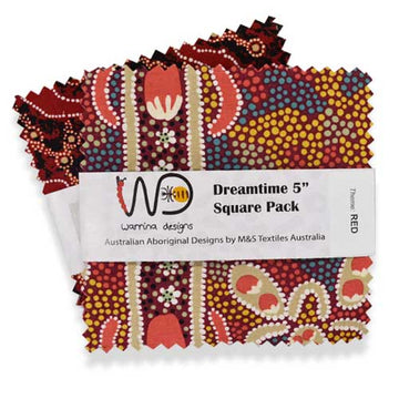 Red Dreamtime 5 in. Square Pack Fabric