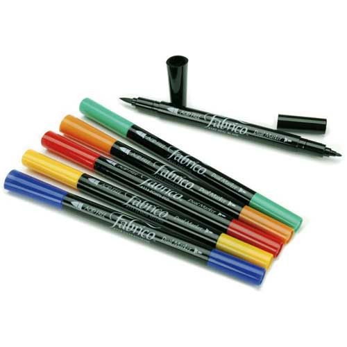 Set of 6 Double Tipped Fabric Pens 