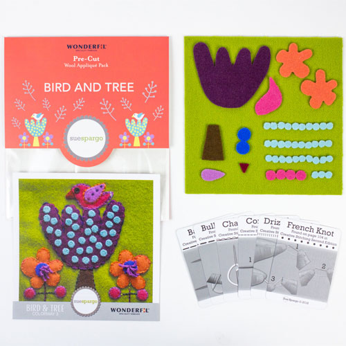 Sue Spargo Pre-Cut Wool Pack, Bird & Tree 3