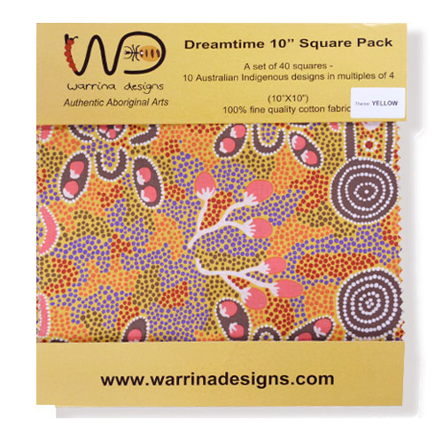 Yellow Dreamtime 10 in. Square Pack Fabric