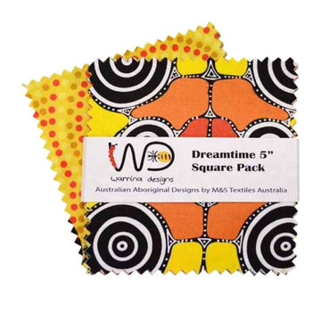 Yellow Dreamtime 5 in. Square Pack Fabric