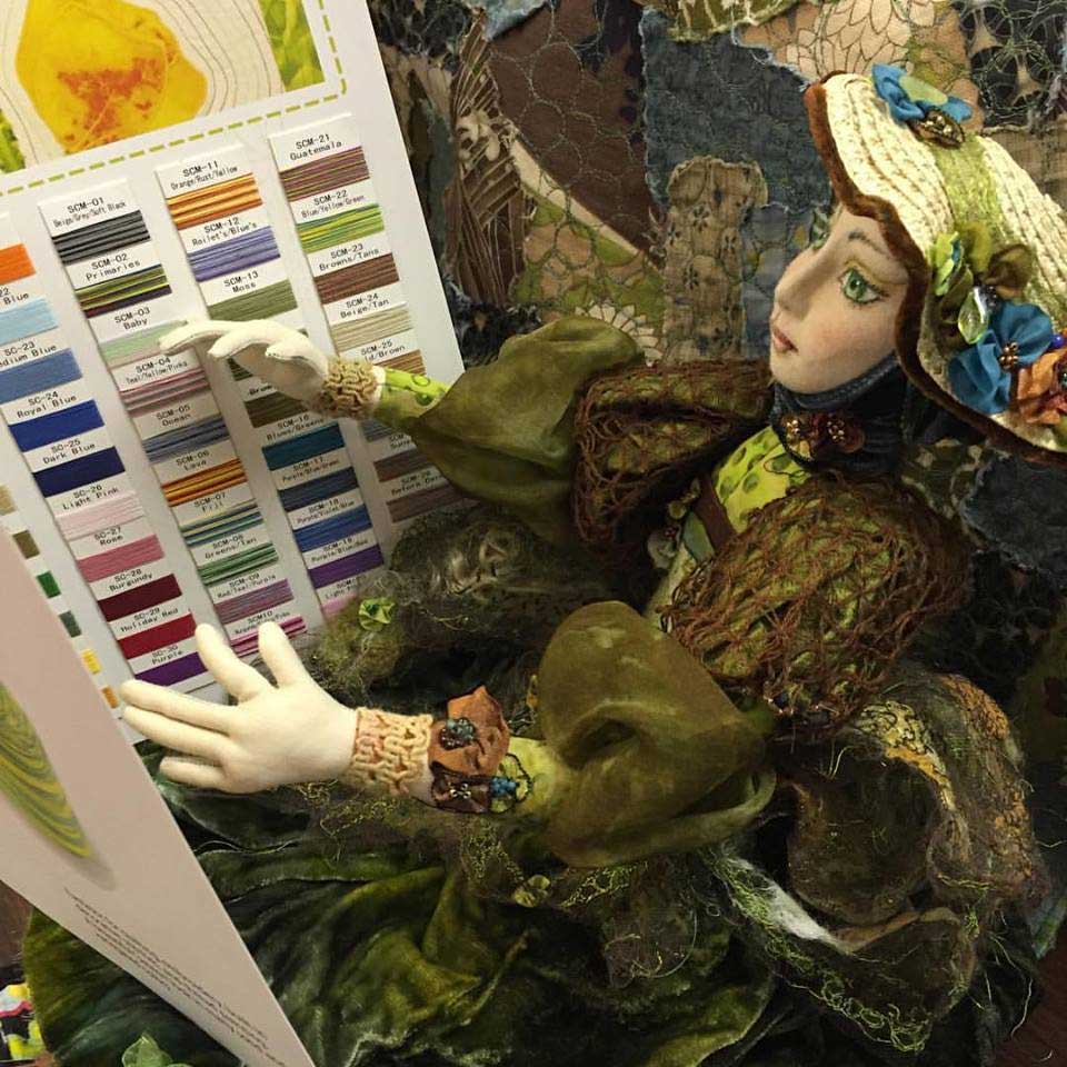 The Frog Princess choosing thread colors