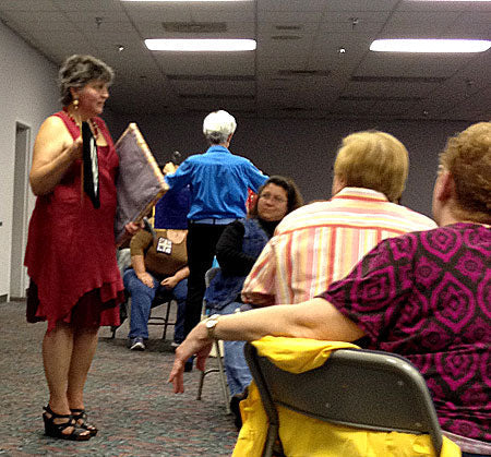 Judy Gula of Artistic Artifacts/Batik Tambal speaking to the Friendship Quilters’ Guild of Hagerstown, MD