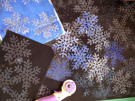 Snowflake Wooden Printing Block used on fabric