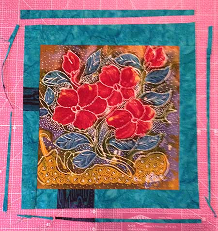 Red Flower Wonky Log Cabin Quilt | Artistic Artifacts