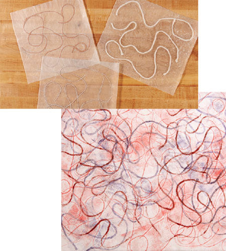 Encasing string in wax paper to create a printing plate