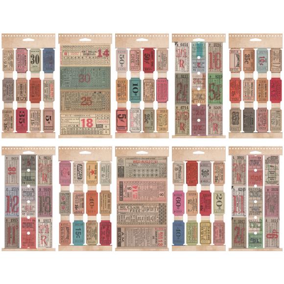 Rows of vintage tickets