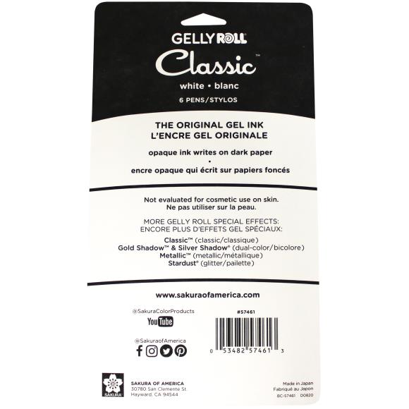 Gelly Roll Classic white pen package.