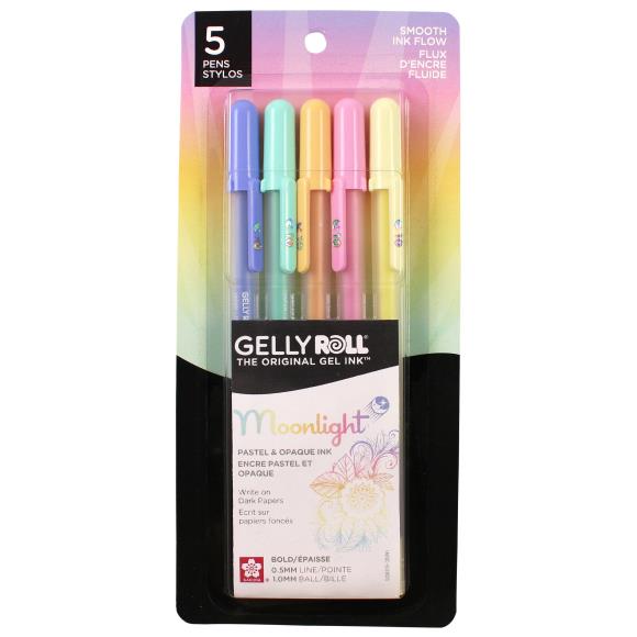 Package of five pastel gel pens.