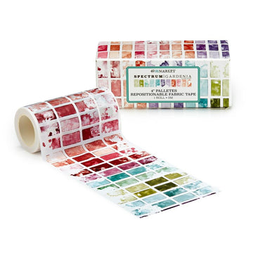 Roll of colorful mosaic tape and its box.