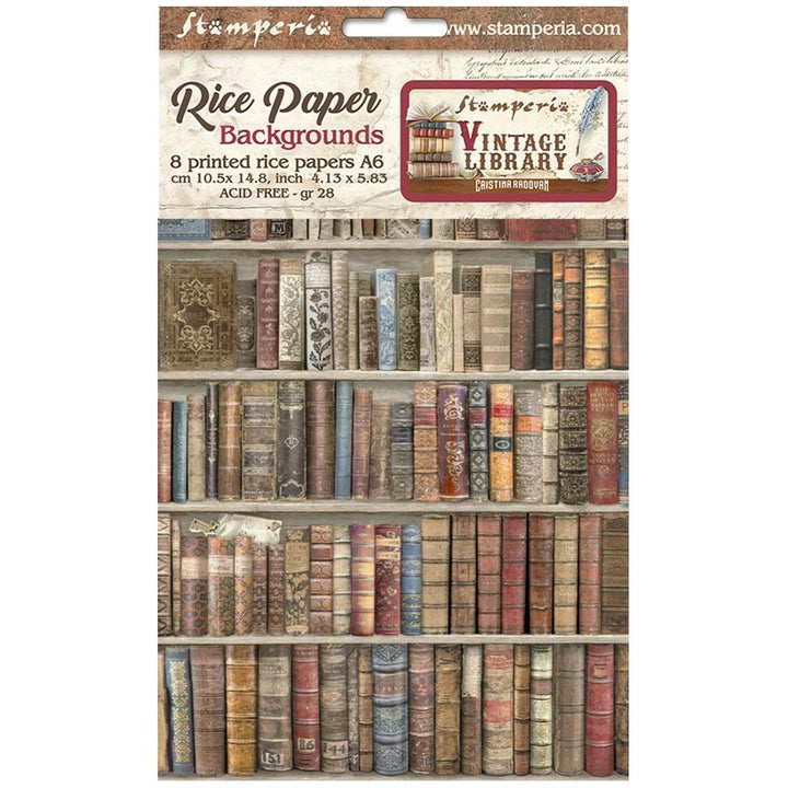 Vintage Library - Rice Paper Backgrounds Pack (8 designs)