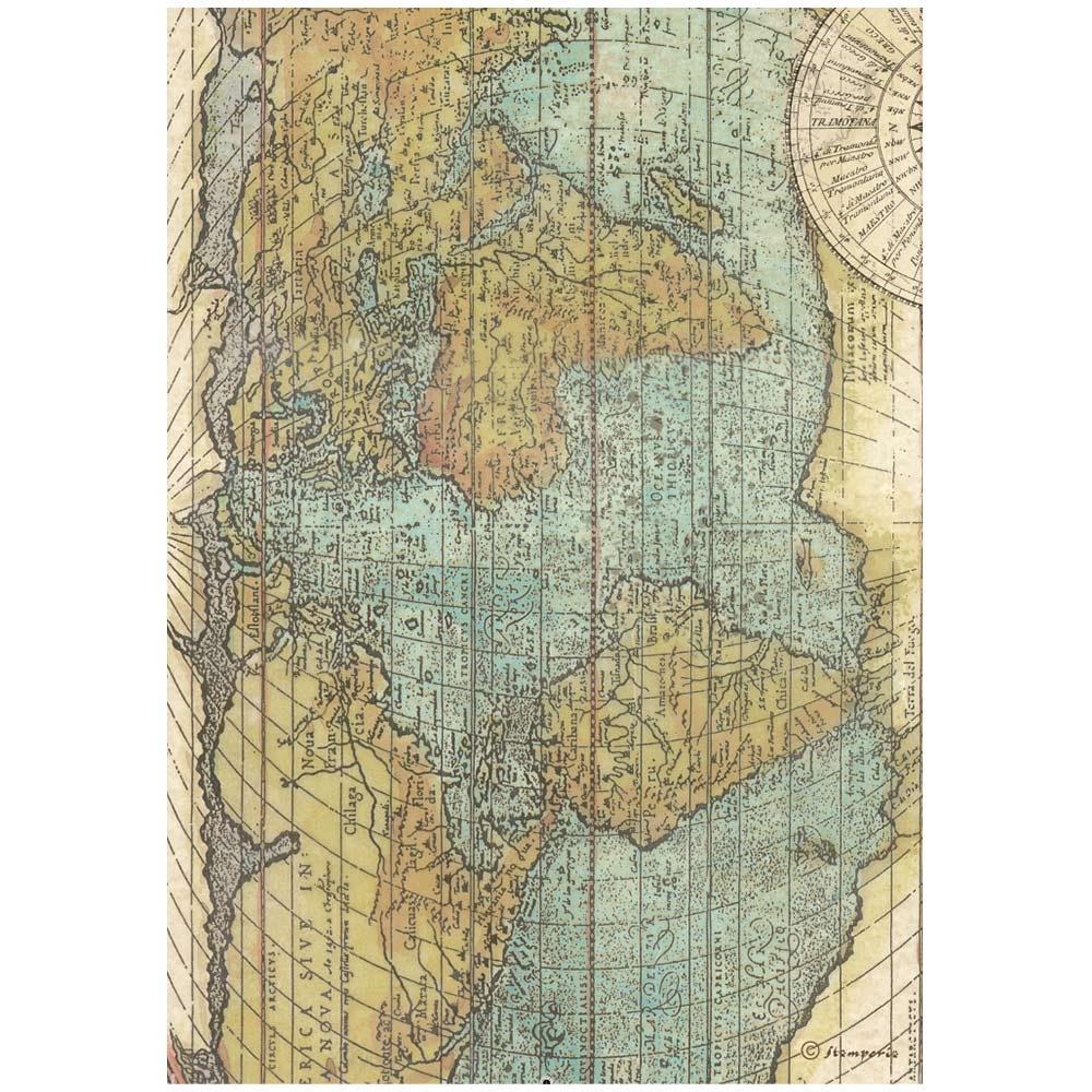 Around the World Map Rice Paper Decoupage Sheet