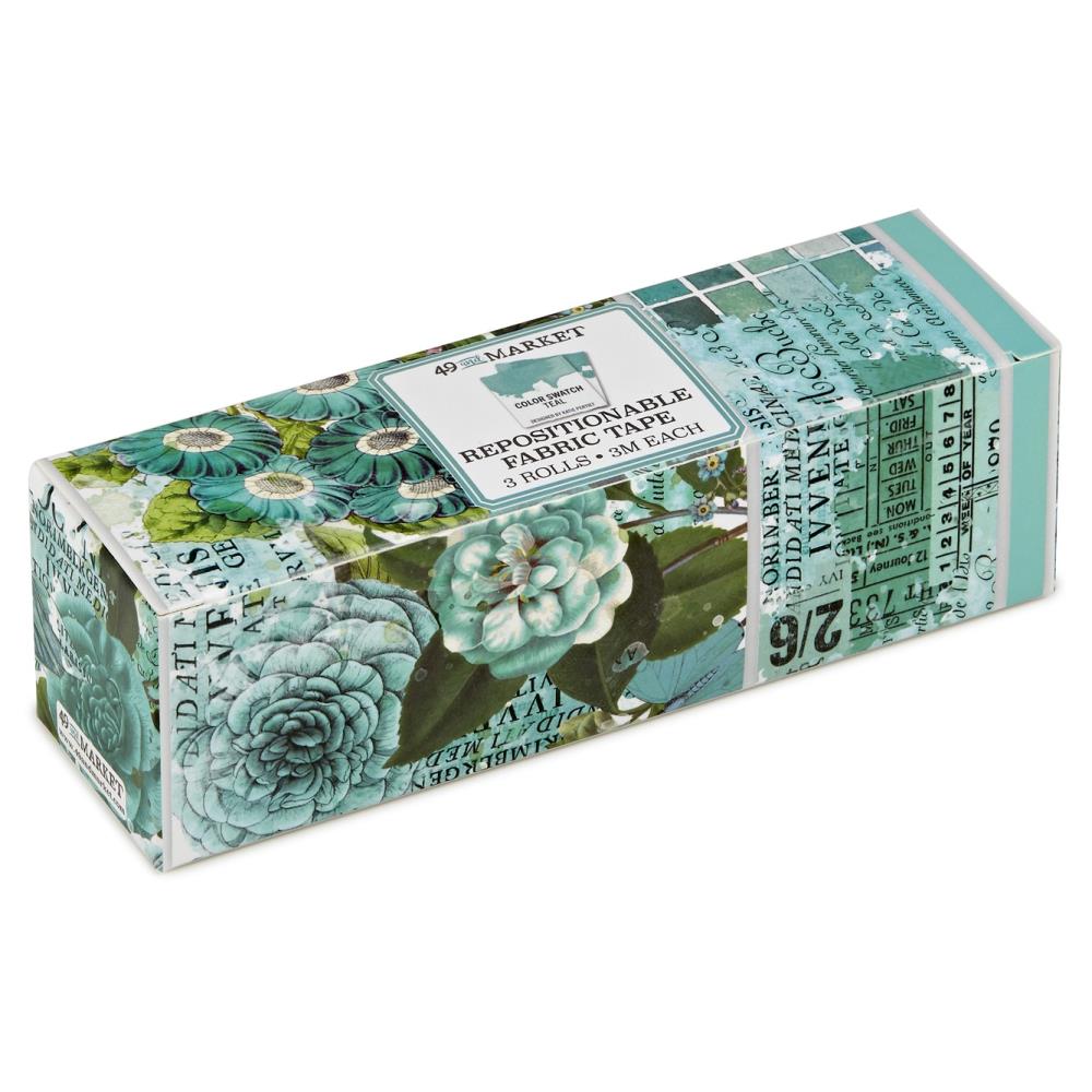 Box of repositionable fabric tape with floral design.