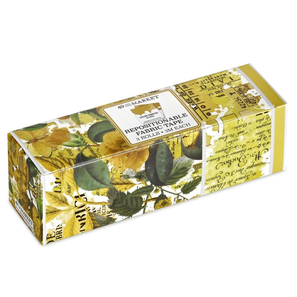 Box of yellow floral fabric tape.