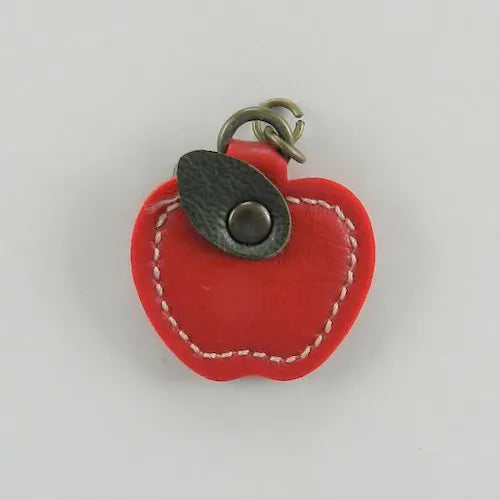 Synthetic Leather Zipper Charm - Red Apple