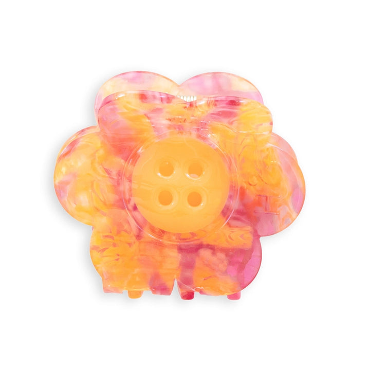 Sarah Hearts Daisy Button Pink and Yellow Hair Claw Clip