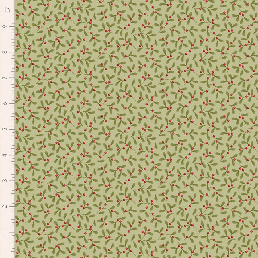 Mistletoe Pistachio fabric pattern, 10in