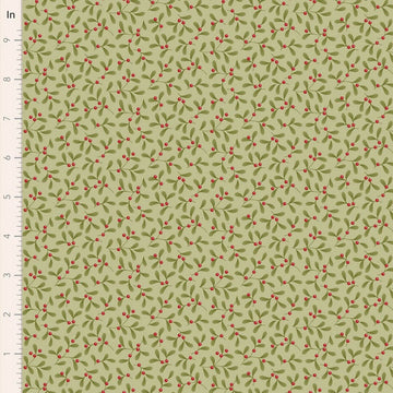Mistletoe Pistachio fabric pattern, 10in