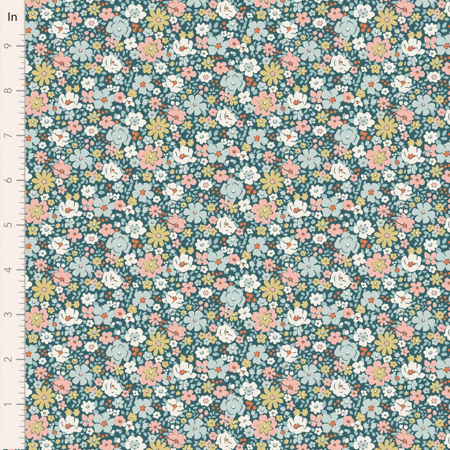 Village Life by Tilda - Esther, Petrol Fabric Village Life by Tilda - Esther, Petrol Fabric