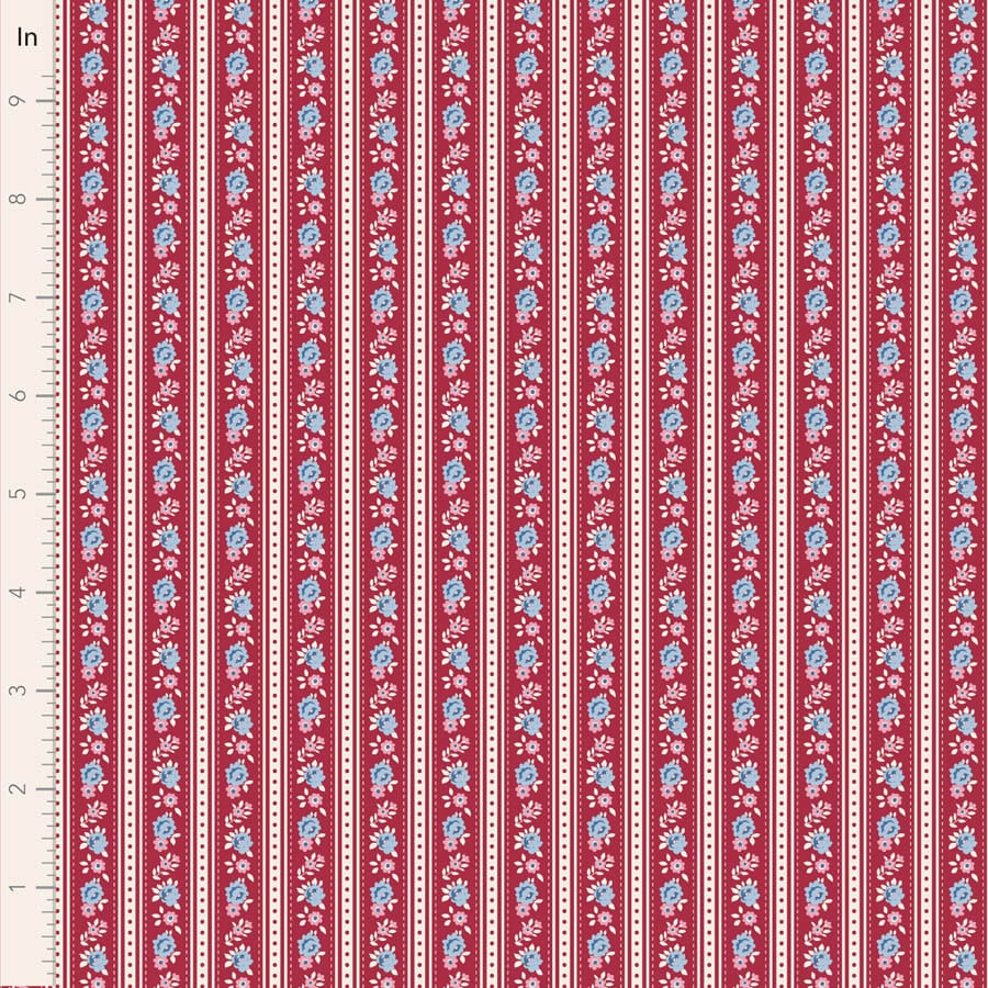 Village Life by Tilda - Agnes, Burgundy Fabric Village Life by Tilda - Agnes, Burgundy Fabric