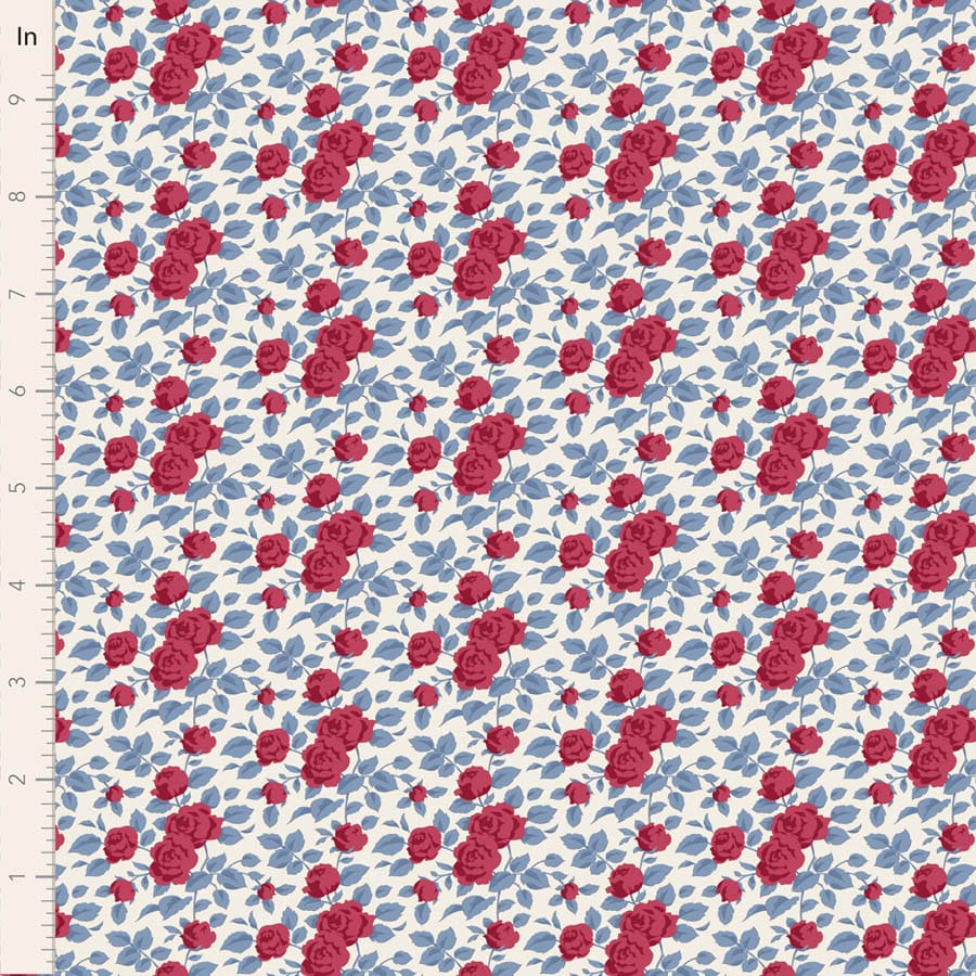 Village Life by Tilda - Margot, Burgundy Fabric Village Life by Tilda - Margot, Burgundy Fabric