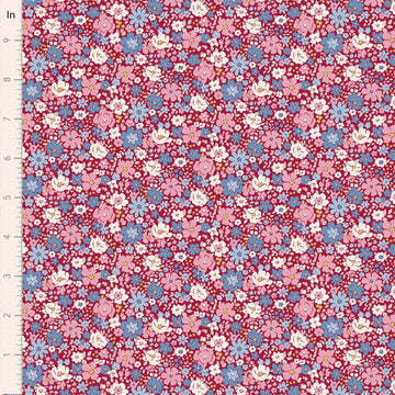Village Life by Tilda - Esther, Burgundy Fabric Village Life by Tilda - Esther, Burgundy Fabric