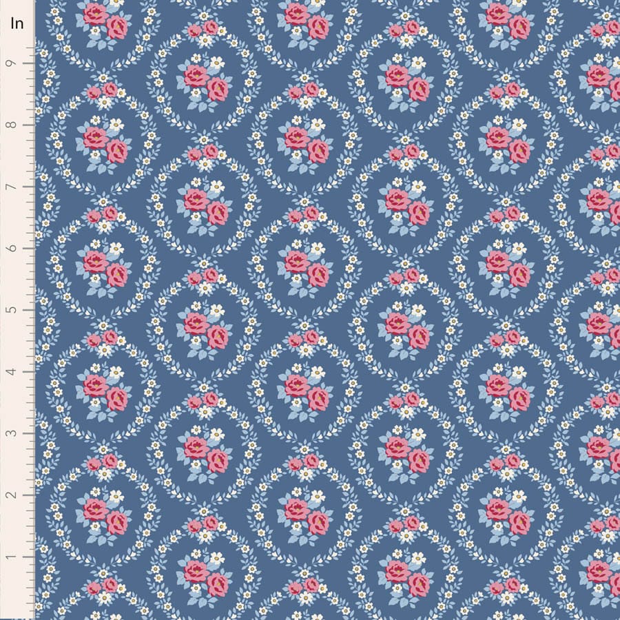 Village Life by Tilda - Mable, Blue Fabric Village Life by Tilda - Mable, Blue Fabric