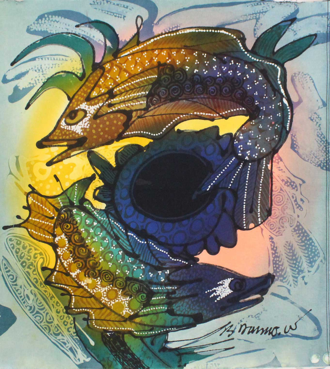 Batik Panel by Bambang Dharmo, Fish on Aqua